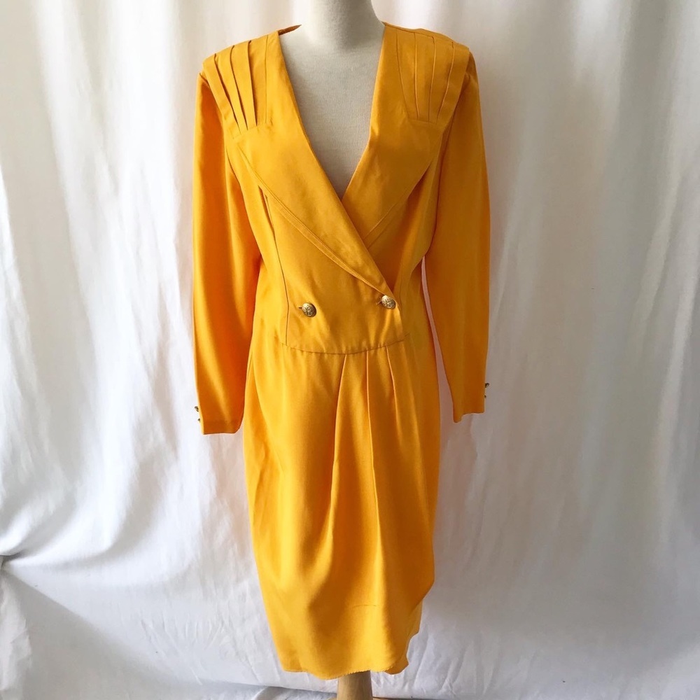 Vintage Algo  yellow trench jacket dress size 9